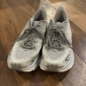 Hoka Gray Clifton 9 Athletic Running Shoes